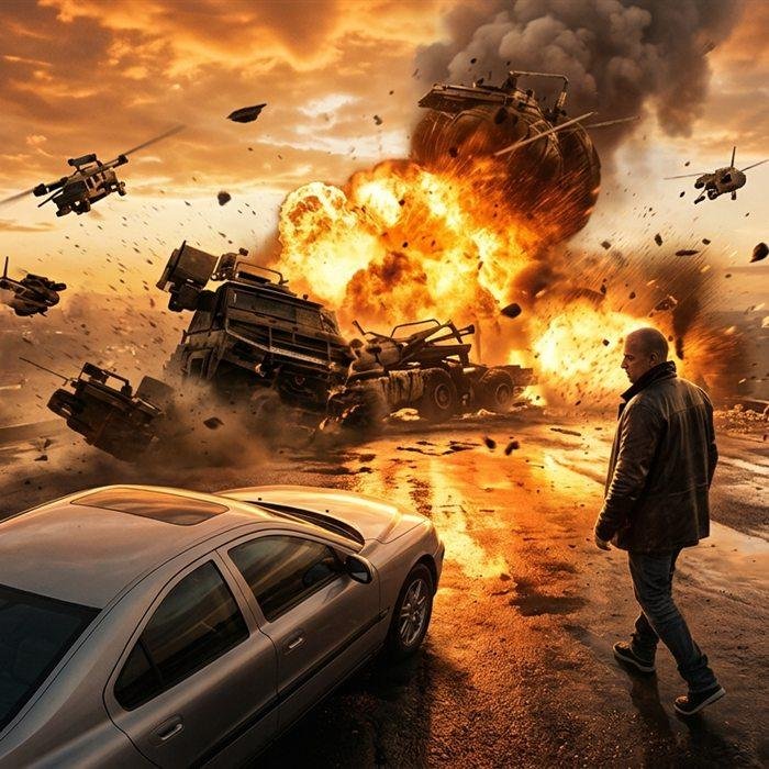 Blockbuster action film scene — 90,000+ movies on demand with an AU IPTV Pro subscription